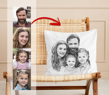 Lade das Bild in den Galerie-Viewer, Personalisiertes Kissen mit handgezeichnetem Portrait im Bleistift Stil
